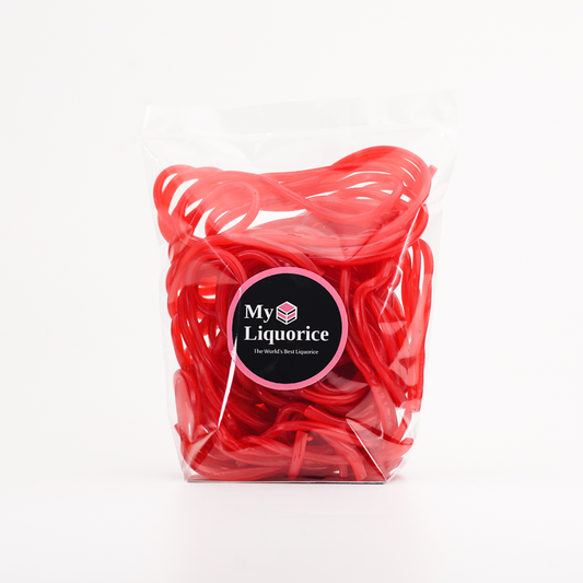 Red Strawberry Laces - long strips of strawberry licorice candy